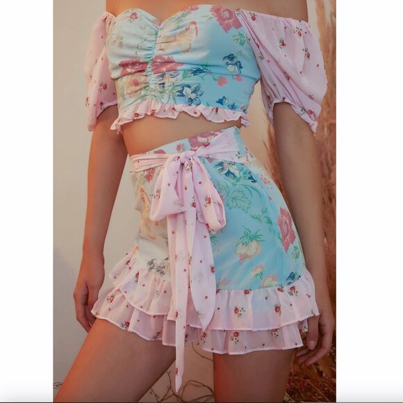 Dollskill x Holly Hobbie Floral Milkmaid Top and Mini Skirt Set - Picture 2 of 7